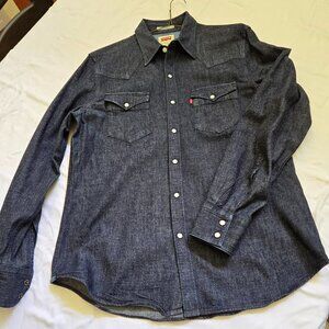 MEN'S LEVI'S WESTERN SHIRT IN LARGE - SLIM FIT, PEARLIZED SNAPS, DARK BLUE